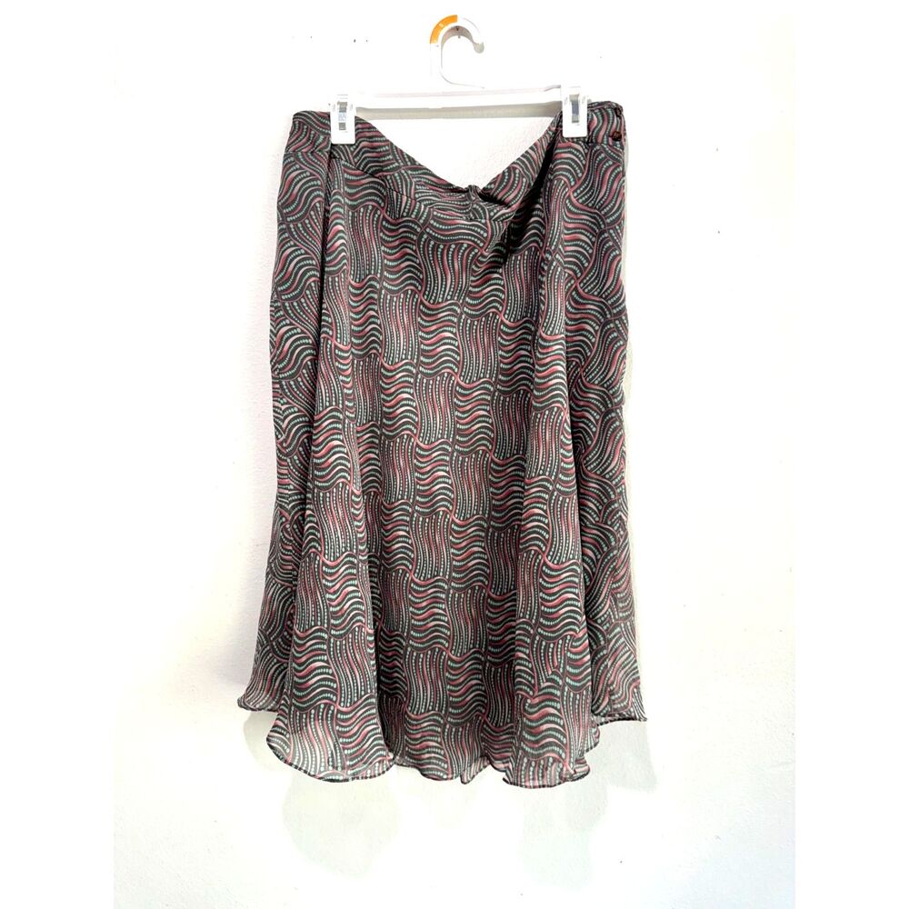 Anne Klein 100% silk skirt Y2K geometric print career business wear women 18W